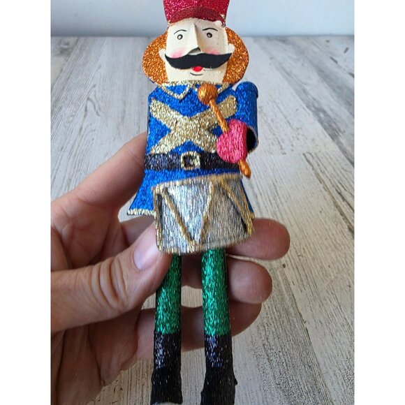 Glitter nutcracker ornament soldier AS IS Xmas tree soldier - Picture 6 of 8